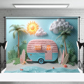 Lofaris Sunshine Beach Coconut Tree Truck Summer Backdrop